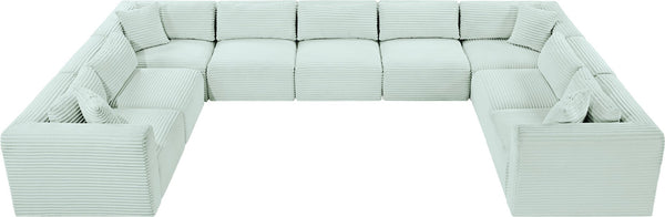 Meridian Furniture Shaggy Nine Piece Modular Sectional Mint Corduroy Performance Fabric Living Room Sofa Set 641Mint-Sec9B