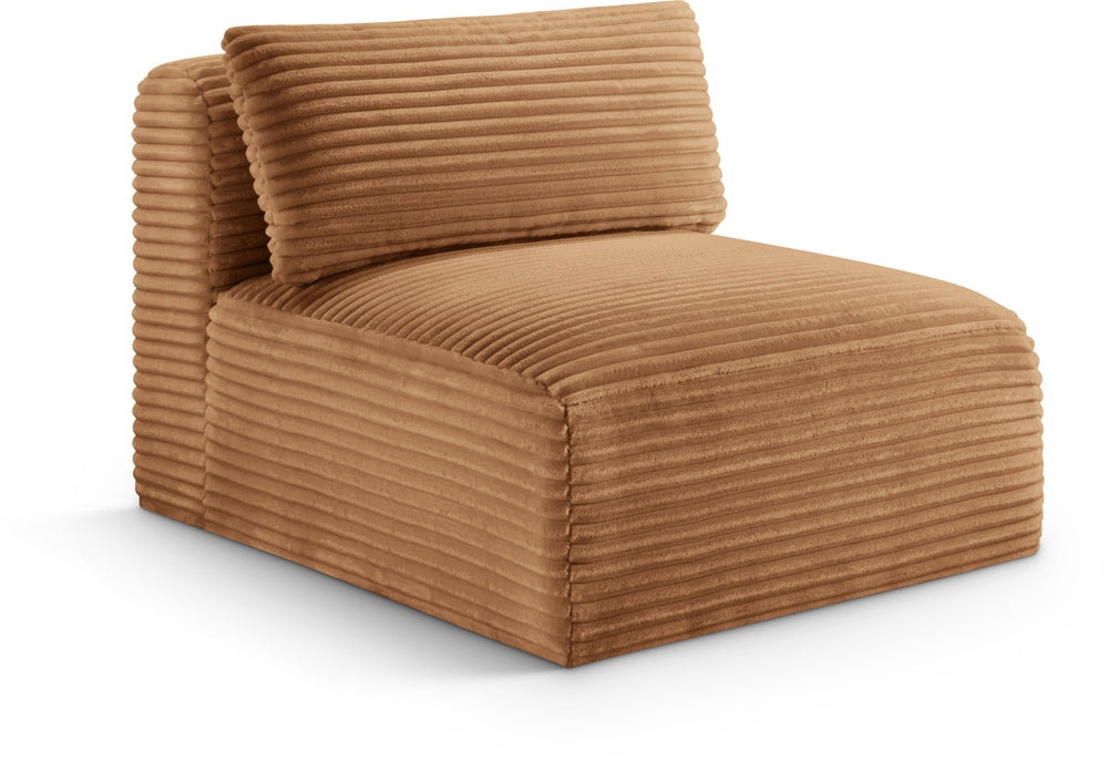 Meridian Furniture Shaggy Corduroy Armless Modular Chair with Plush Foam and Stain Resistant Performance Fabric Saddle 641Saddle-Armless