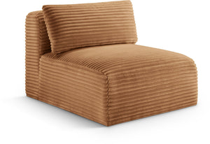 Meridian Furniture Shaggy Corduroy Armless Modular Chair with Plush Foam and Stain Resistant Performance Fabric Saddle 641Saddle-Armless