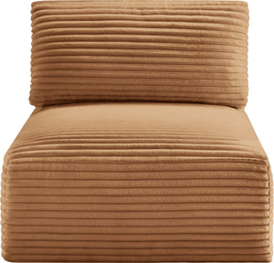 Meridian Furniture Shaggy Corduroy Armless Modular Chair with Plush Foam and Stain Resistant Performance Fabric Saddle 641Saddle-Armless
