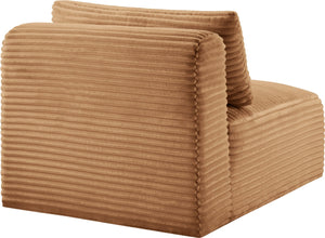Meridian Furniture Shaggy Corduroy Armless Modular Chair with Plush Foam and Stain Resistant Performance Fabric Saddle 641Saddle-Armless