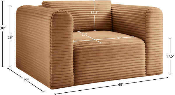 Meridian Furniture Shaggy Corduroy Accent Chair with Plush Foam Seating and Modular Design for Living Room Decor Saddle 641Saddle-Chair