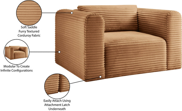 Meridian Furniture Shaggy Corduroy Accent Chair with Plush Foam Seating and Modular Design for Living Room Decor Saddle 641Saddle-Chair