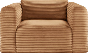 Meridian Furniture Shaggy Corduroy Accent Chair with Plush Foam Seating and Modular Design for Living Room Decor Saddle 641Saddle-Chair