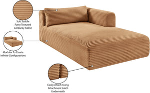Meridian Furniture Shaggy Corduroy Modular Chaise Lounge Plush Foam Seating for Living Room Sectional Setup Saddle 641Saddle-Chaise