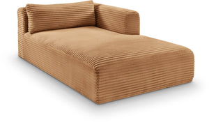 Meridian Furniture Shaggy Corduroy Modular Chaise Lounge Plush Foam Seating for Living Room Sectional Setup Saddle 641Saddle-Chaise