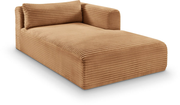 Meridian Furniture Shaggy Corduroy Modular Chaise Lounge Plush Foam Seating for Living Room Sectional Setup Saddle 641Saddle-Chaise