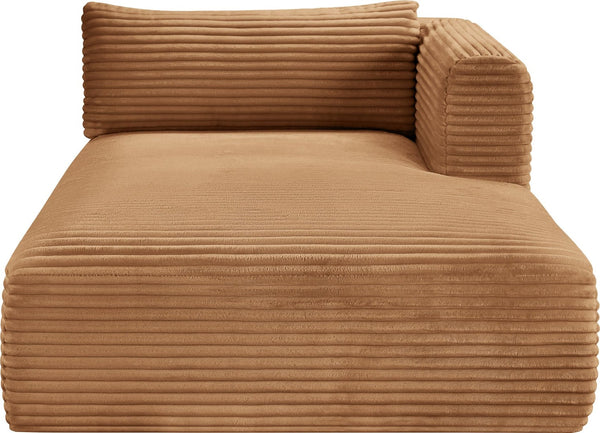 Meridian Furniture Shaggy Corduroy Modular Chaise Lounge Plush Foam Seating for Living Room Sectional Setup Saddle 641Saddle-Chaise