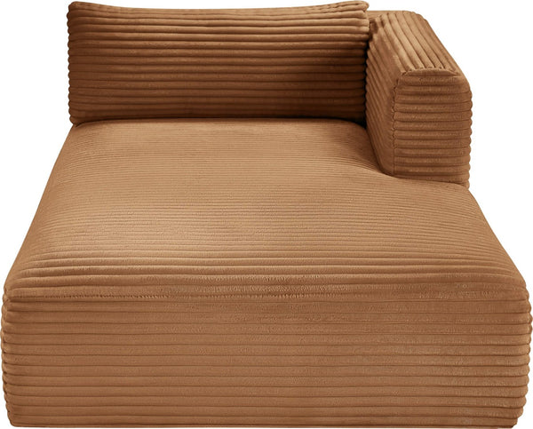Meridian Furniture Shaggy Corduroy Modular Chaise Lounge Plush Foam Seating for Living Room Sectional Setup Saddle 641Saddle-Chaise