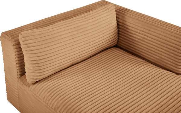 Meridian Furniture Shaggy Corduroy Modular Chaise Lounge Plush Foam Seating for Living Room Sectional Setup Saddle 641Saddle-Chaise