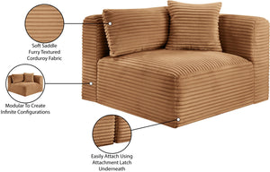 Meridian Furniture Shaggy Corduroy Modular Corner Chair with Plush Foam and Stain Resistant Performance Fabric Saddle 641Saddle-Corner