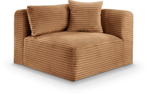 Meridian Furniture Shaggy Corduroy Modular Corner Chair with Plush Foam and Stain Resistant Performance Fabric Saddle 641Saddle-Corner