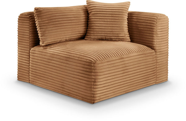 Meridian Furniture Shaggy Corduroy Modular Corner Chair with Plush Foam and Stain Resistant Performance Fabric Saddle 641Saddle-Corner