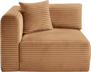 Meridian Furniture Shaggy Corduroy Modular Corner Chair with Plush Foam and Stain Resistant Performance Fabric Saddle 641Saddle-Corner