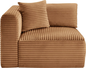 Meridian Furniture Shaggy Corduroy Modular Corner Chair with Plush Foam and Stain Resistant Performance Fabric Saddle 641Saddle-Corner