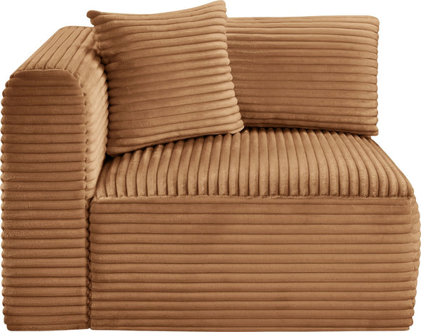 Meridian Furniture Shaggy Corduroy Modular Corner Chair with Plush Foam and Stain Resistant Performance Fabric Saddle 641Saddle-Corner