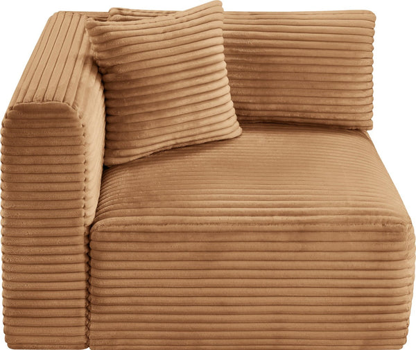 Meridian Furniture Shaggy Corduroy Modular Corner Chair with Plush Foam and Stain Resistant Performance Fabric Saddle 641Saddle-Corner
