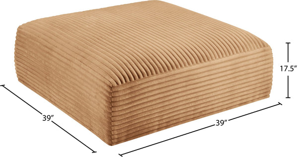 Meridian Furniture Shaggy Corduroy Square Ottoman Plush Modular Linking Design for Living Room Seating Saddle 641Saddle-Ott