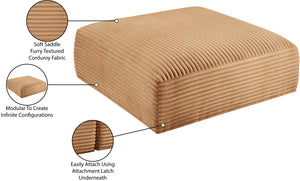 Meridian Furniture Shaggy Corduroy Square Ottoman Plush Modular Linking Design for Living Room Seating Saddle 641Saddle-Ott