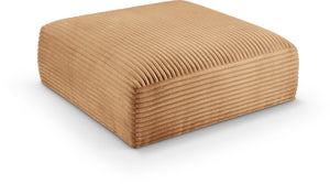 Meridian Furniture Shaggy Corduroy Square Ottoman Plush Modular Linking Design for Living Room Seating Saddle 641Saddle-Ott