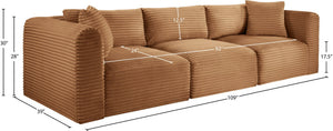 Meridian Furniture Shaggy Corduroy Modular Sofa Plush Performance Fabric Stain Resistant Living Room Seating Saddle 109 inches 641Saddle-S109