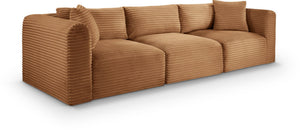 Meridian Furniture Shaggy Corduroy Modular Sofa Plush Performance Fabric Stain Resistant Living Room Seating Saddle 109 inches 641Saddle-S109