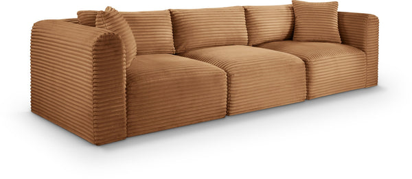 Meridian Furniture Shaggy Corduroy Modular Sofa Plush Performance Fabric Stain Resistant Living Room Seating Saddle 109 inches 641Saddle-S109