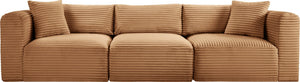 Meridian Furniture Shaggy Corduroy Modular Sofa Plush Performance Fabric Stain Resistant Living Room Seating Saddle 109 inches 641Saddle-S109