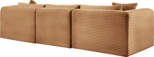 Meridian Furniture Shaggy Corduroy Modular Sofa Plush Performance Fabric Stain Resistant Living Room Seating Saddle 109 inches 641Saddle-S109