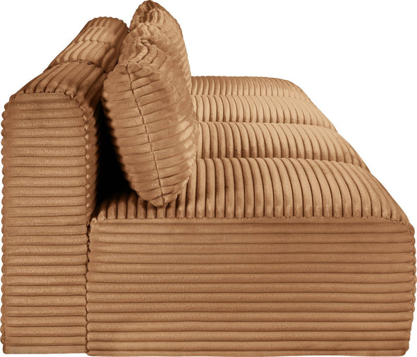 Meridian Furniture Shaggy Armless Modular Sectional Sofa in Wide Wale Corduroy Performance Fabric Living Room Saddle 124 inches 641Saddle-S124