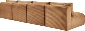 Meridian Furniture Shaggy Armless Modular Sectional Sofa in Wide Wale Corduroy Performance Fabric Living Room Saddle 124 inches 641Saddle-S124
