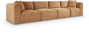 Meridian Furniture Shaggy Corduroy Modular Sofa Plush Performance Fabric Stain Resistant Living Room Seating Saddle 140 inches 641Saddle-S140