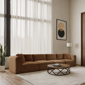 Meridian Furniture Shaggy Corduroy Modular Sofa Plush Performance Fabric Stain Resistant Living Room Seating Saddle 140 inches 641Saddle-S140