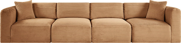 Meridian Furniture Shaggy Corduroy Modular Sofa Plush Performance Fabric Stain Resistant Living Room Seating Saddle 140 inches 641Saddle-S140