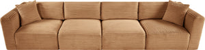 Meridian Furniture Shaggy Corduroy Modular Sofa Plush Performance Fabric Stain Resistant Living Room Seating Saddle 140 inches 641Saddle-S140