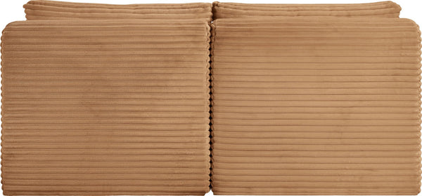 Meridian Furniture Shaggy Two Piece Armless Modular Loveseat in Stain Resistant Plush Corduroy Performance Fabric Saddle 641Saddle-S62