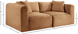 Meridian Furniture Shaggy Corduroy Modular Sofa Plush Performance Fabric Stain Resistant Living Room Seating Saddle 78 inches 641Saddle-S78