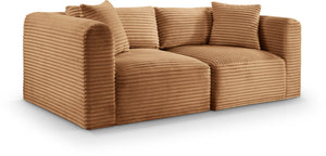 Meridian Furniture Shaggy Corduroy Modular Sofa Plush Performance Fabric Stain Resistant Living Room Seating Saddle 78 inches 641Saddle-S78