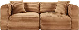 Meridian Furniture Shaggy Corduroy Modular Sofa Plush Performance Fabric Stain Resistant Living Room Seating Saddle 78 inches 641Saddle-S78