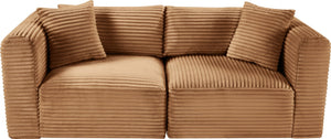 Meridian Furniture Shaggy Corduroy Modular Sofa Plush Performance Fabric Stain Resistant Living Room Seating Saddle 78 inches 641Saddle-S78