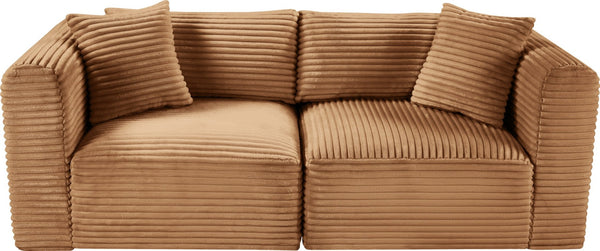 Meridian Furniture Shaggy Corduroy Modular Sofa Plush Performance Fabric Stain Resistant Living Room Seating Saddle 78 inches 641Saddle-S78