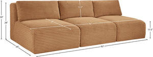 Meridian Furniture Shaggy Armless Modular Sectional Sofa in Wide Wale Corduroy Performance Fabric Living Room Saddle 93 inches 641Saddle-S93
