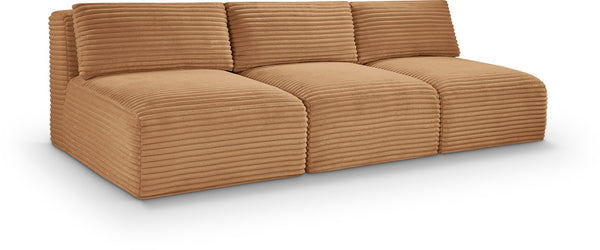 Meridian Furniture Shaggy Armless Modular Sectional Sofa in Wide Wale Corduroy Performance Fabric Living Room Saddle 93 inches 641Saddle-S93