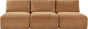 Meridian Furniture Shaggy Armless Modular Sectional Sofa in Wide Wale Corduroy Performance Fabric Living Room Saddle 93 inches 641Saddle-S93