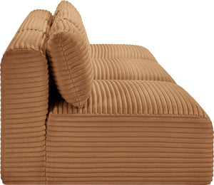 Meridian Furniture Shaggy Armless Modular Sectional Sofa in Wide Wale Corduroy Performance Fabric Living Room Saddle 93 inches 641Saddle-S93