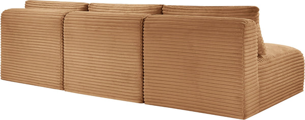 Meridian Furniture Shaggy Armless Modular Sectional Sofa in Wide Wale Corduroy Performance Fabric Living Room Saddle 93 inches 641Saddle-S93