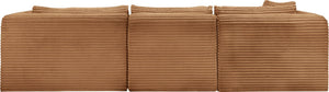 Meridian Furniture Shaggy Three Piece Modular Sectional Corduroy Upholstered Casual Living Room Sofa 641Saddle-Sec3A