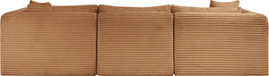 Meridian Furniture Shaggy Four Piece Modular Sectional Plush Corduroy Performance Fabric Casual Living 641Saddle-Sec4A