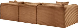 Meridian Furniture Shaggy Four Piece Modular Sectional Plush Corduroy Performance Fabric Casual Living 641Saddle-Sec4A