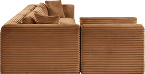 Meridian Furniture Shaggy Corduroy Performance Fabric Modular Sectional Plush Foam Four Piece Living Room 641Saddle-Sec4B